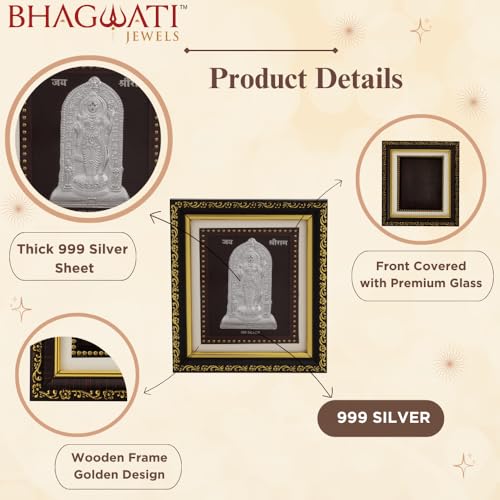 Image of 999 Pure Silver Ramlalla Frame for Home & Office | Premium Silver | Pooja Room & Wall Decor | Housewarming, Wedding & Festival Gifts | Certificate Included| Tabletop Size 5.5x5 inch