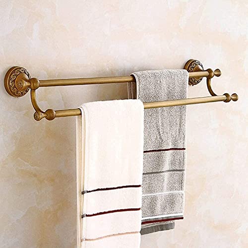 Porte-serviettes en cuivre authentique et quincaillerie double barre raffinée