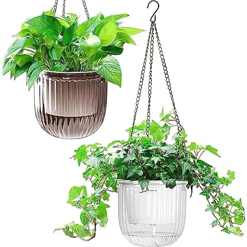 Melphoe 2 Pack Self Watering Hanging Planters Indoor Hanging Flower Pots Cover