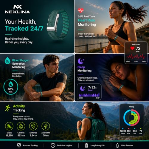 Nexlina Nex-Loop Smart Fitness Tracker with Heart Midnight Black - Image 5