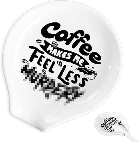 Cuchara de café y reposo, divertida cita de café de cerámica, soporte para cuchara de café, decoración de estación, accesorios de barra de café,