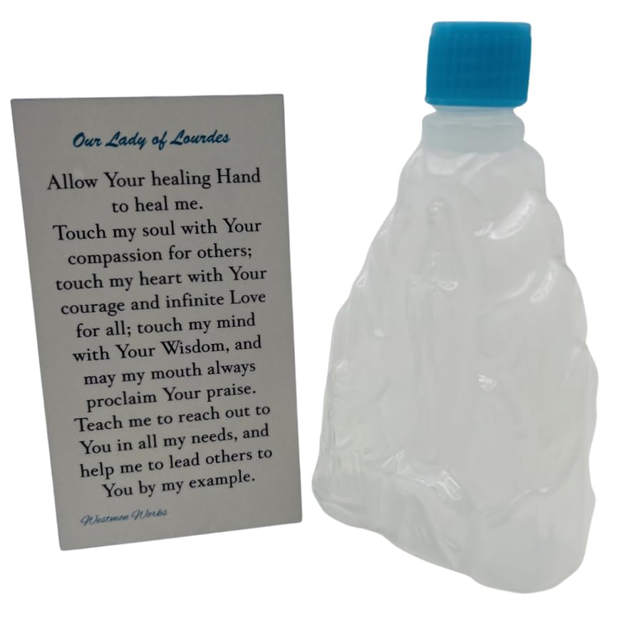 Miniatura 2 de Westmon Works Nuestra Señora de Lourdes - Juego de botella de agua bendita y tarjeta de oración, recipiente de bendición sagrada (vacío)