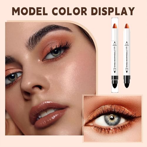 Image of ADMD Eyeshadow Stick Set Dual-Ended Colorful Pencil Crayon Creamy 2-in-1 Eyeshadow & Blending Brush for Easy Looks Shimmer Eye Shadow Sticks 3Colors