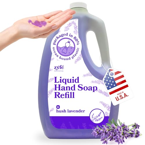 Image of Liquid Hand Soap Refills - Non-Toxic, Plant-Derived Vitamin Infused with Essential Oils - Kitchen Hand Soap Refill & Bathroom Essentials Handsoap Hand Wash - Hush Lavender Scent, 64oz