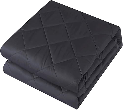 Manta pesada para adultos, 12 libras, material de algodón con cuentas de vidrio, color gris oscuro, tamaño individual (48 x 72 pulgadas)