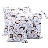 Asenappy 3pcs Cloth Diaper Wet Dry Bags Waterproof Reusable with Two Zippered Pockets Travel Beach Pool Daycare Soiled Baby Items Yoga Gym Bag for Swimsuits or Wet Clothes (3036-3-ciwei)