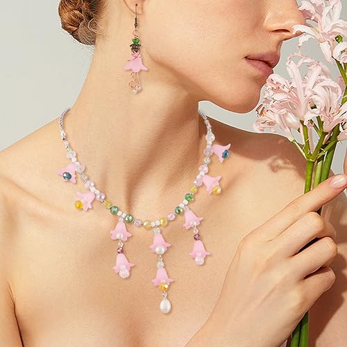 Cuentas de acrílico esmerilado Crafans con forma de flor transparente para joyería 6