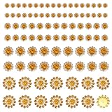YELARXI 100 diamantes de imitación de flores para coser de 8/10/12/14 mm, gemas de cristal, garra plana con base de metal para coser ropa, zapatos, accesorios de cinturón de joyería, oro amarillo