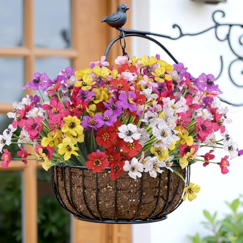 Image of Bassion 24 Bundles Artificial Flowers for Outdoors Decorations, Mixed