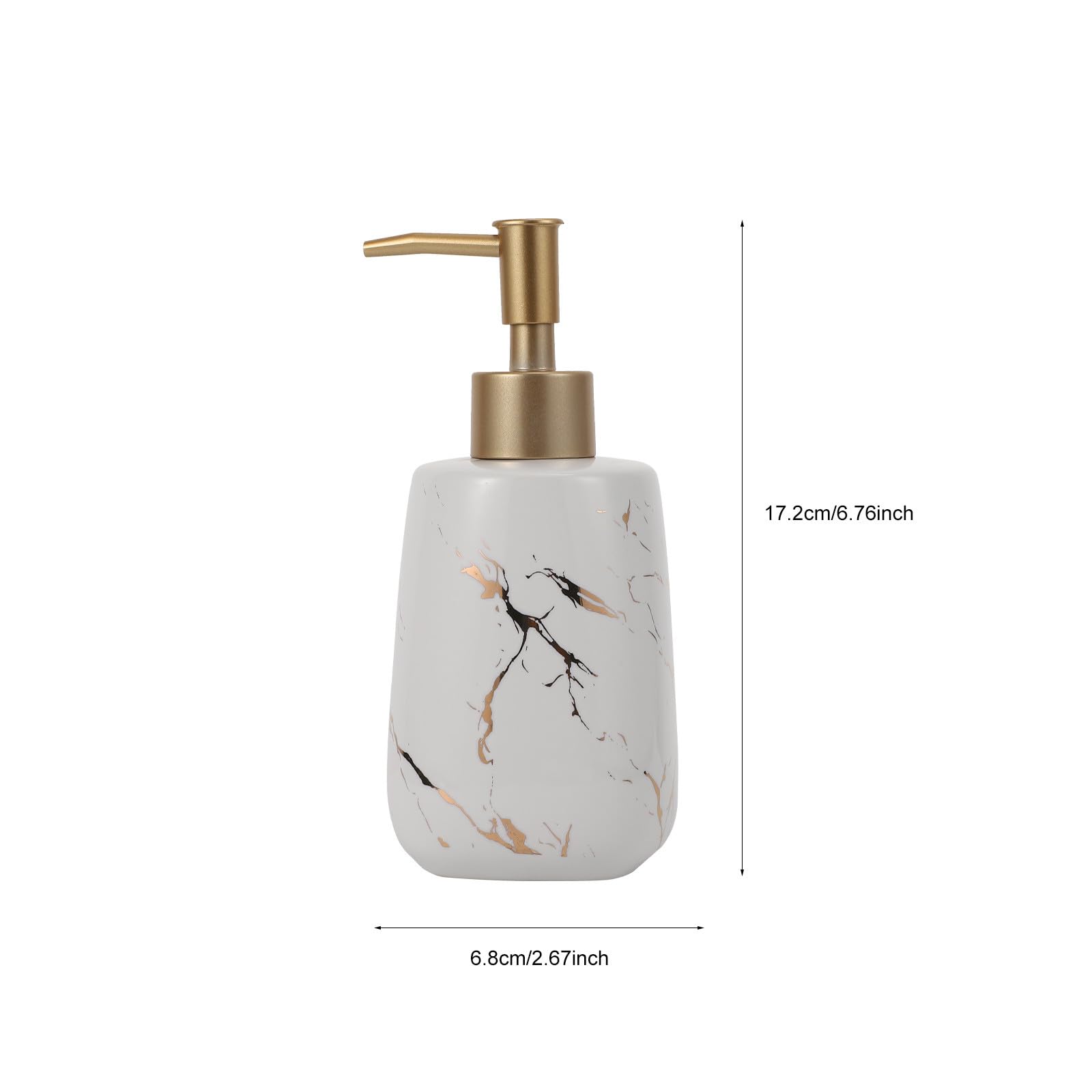 Set di 3 Accessori Bagno in Marmo Lucido Bianco, Contenitore Sapone, Portaspazzolino e Flacone Lozione, Compatto e Portatile per Organizzazione Lavabo e Igiene Quotidiana