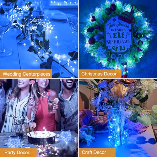 Image of btfarm 6 Pack Fairy Lights Battery Operated [3 Modes], 7ft 20 Led Twinkle Lights String Lights Waterproof Bulk Small Mini Silver Wire for Mason Jars Vases Wedding Table Centerpiece, Blue