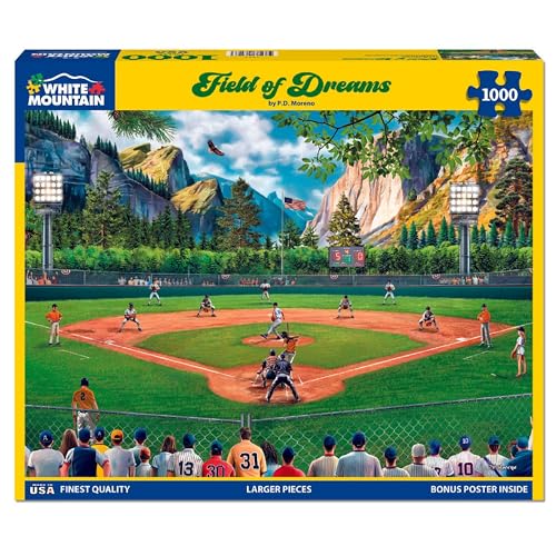White Mountain 1000 Piece Jigsaw Puzzle Baseball Game Sports Puzzles with Large Pieces for Adults and Family 24'x30' - Field of Dreams