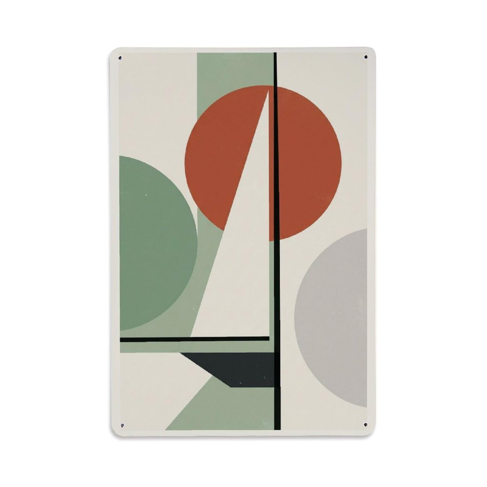 Harbor Sailboat Vertical Shape Layout Graphic Waves Metal Tin Sign Plaque Wall Decor for Cafe, Man Cave, Club Bar, Office, Home Garden Round Metal Poster 8x12Inch