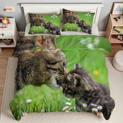 Housse de couette 240x260 chat marguerite parure de lit