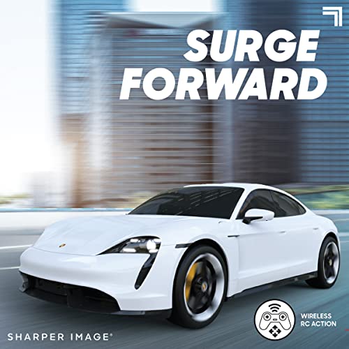 Sharper Image Porsche Taycan Turbo S Remote Control Electric Car, Working LED Lights & USB-C Charging Station, 1:20 Scale RC Model, Rechargeable Battery