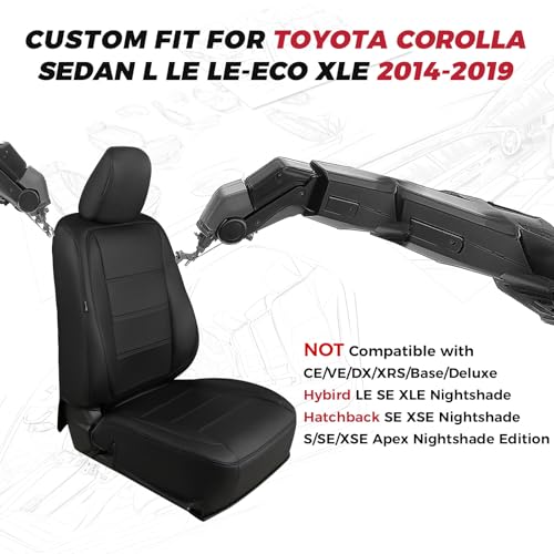 Image of FREESOO for Toyota Corolla Seat Covers L LE XLE, LE Eco Sedan 2014 2015 2016 2017 2018 2019, Custom Fit Car Seat Covers, Leather Seat Covers for Car, Waterproof Seat Cover, Black Front Seats 2PCS