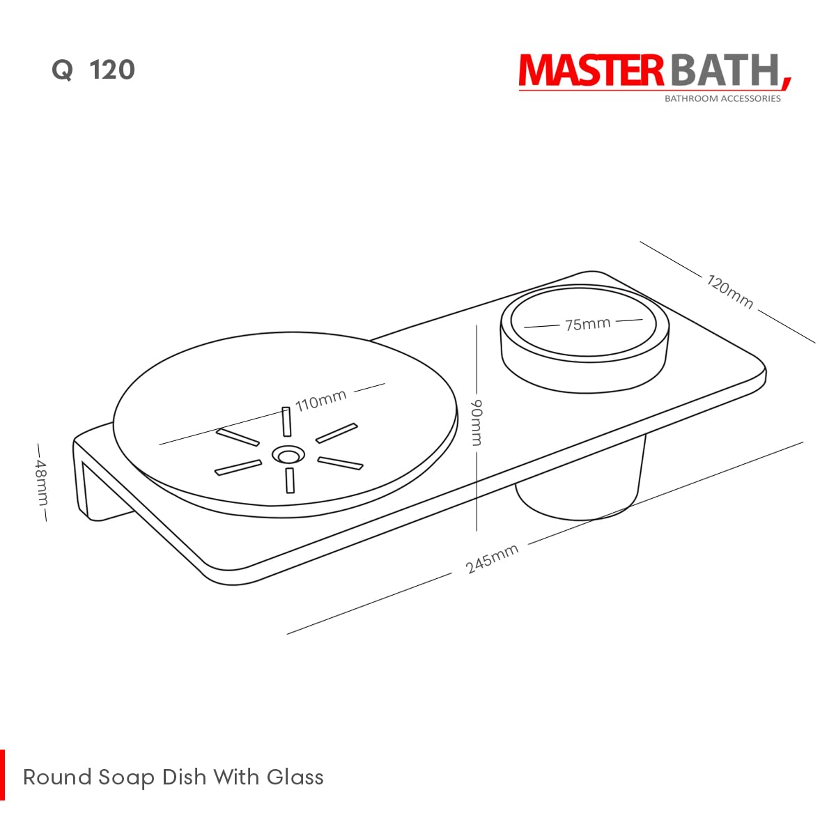 MASTER BATH QM120 Ceramic Soap Dish with Glass Bathroom Accessories, UF Soap Dish, Glass Bath Accessories for Smart Bathrooms… (Marble) 2