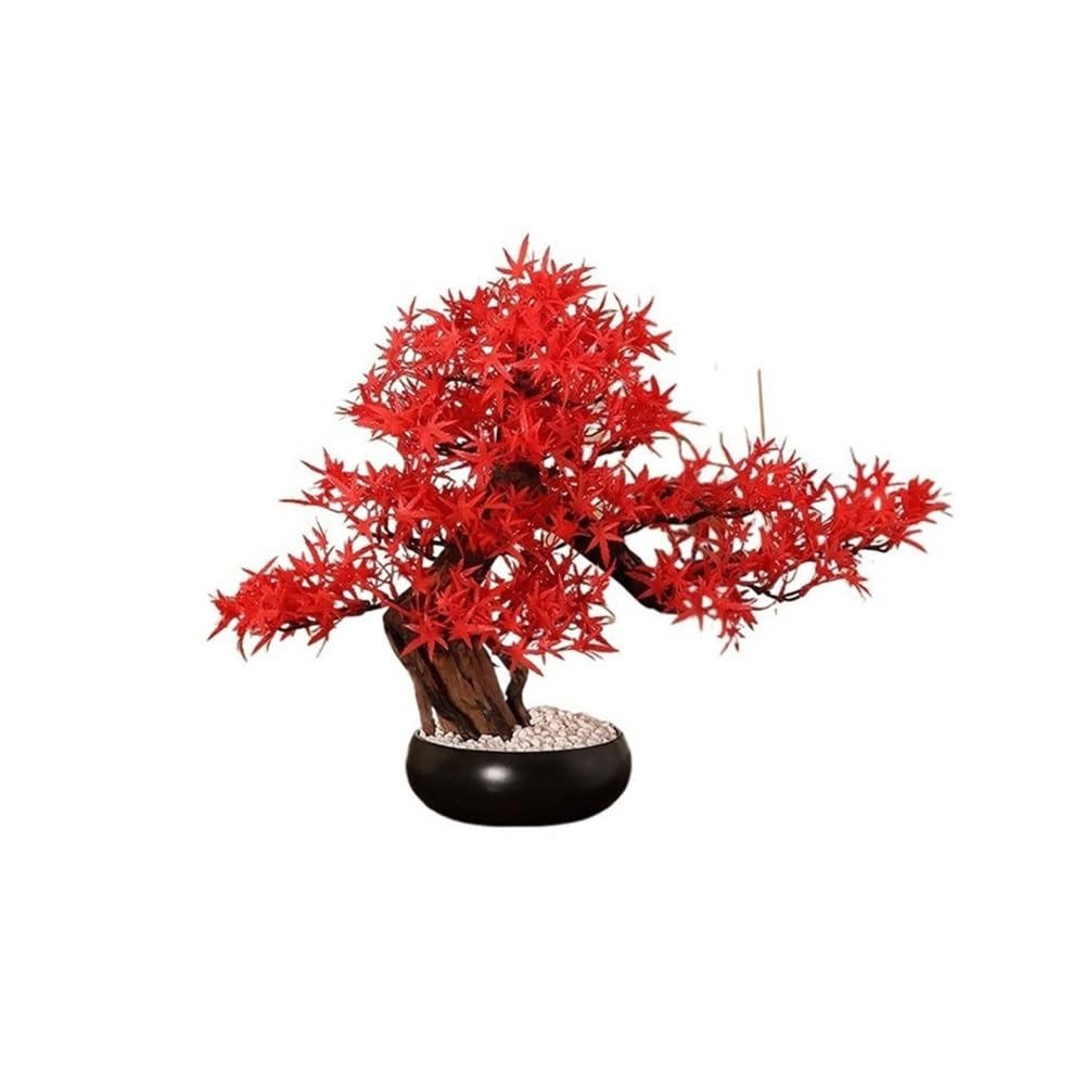 CHENGAIJIAN Artificial Bonsai Tree, Artificial Bonsai Tree, Fake Bonsai Red Tree Faux Potted Plant for Home Bedroom Office Desk