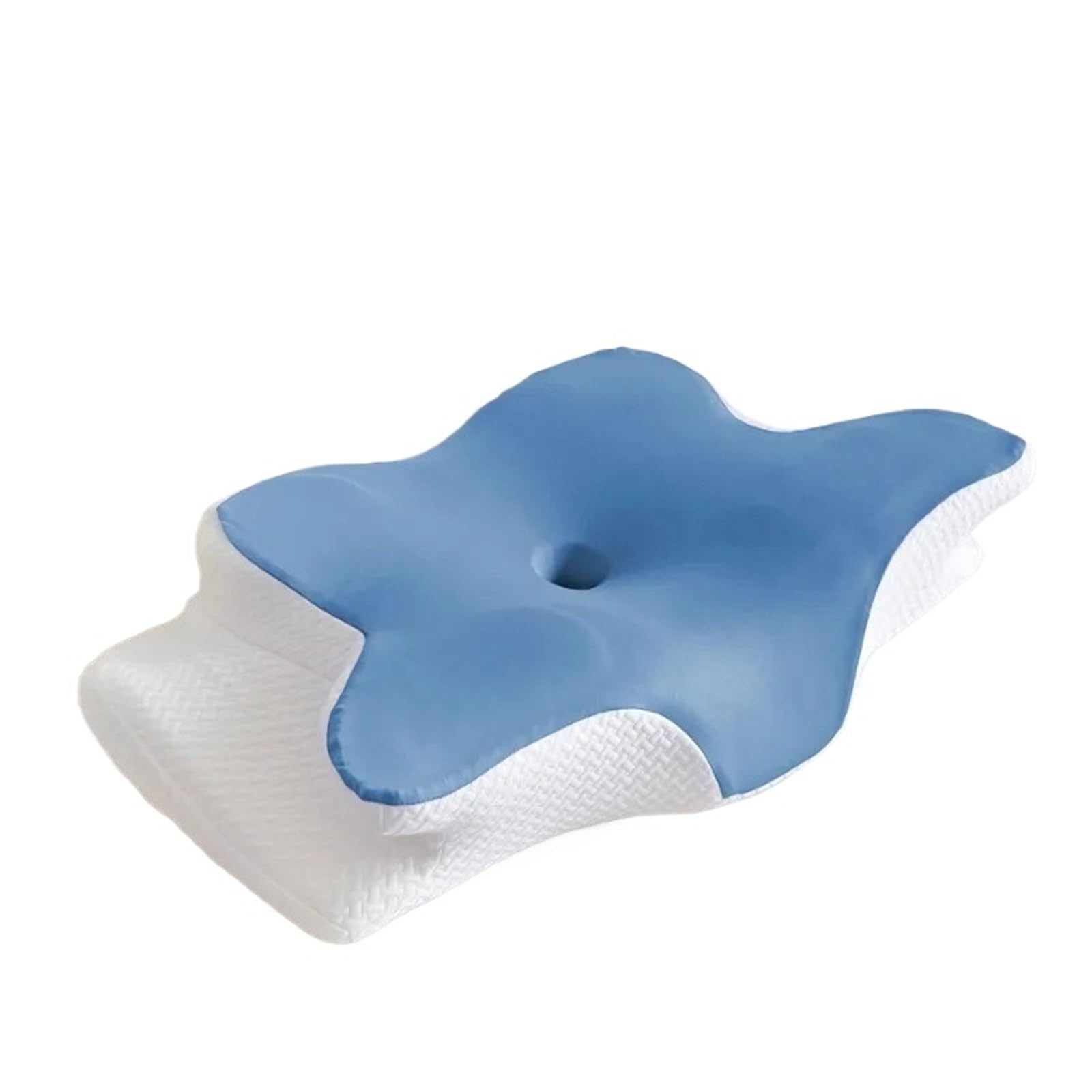 Dvmsief Blue Latex Pillow Special-Shaped Horn Pillow, Butterfly Memory Cotton Slow Rebound Neck Protection Sleep(Blue)