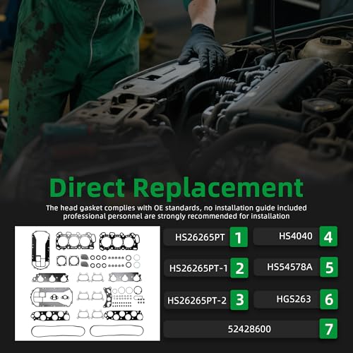Image of Head Gasket Set, for Acura MDX TL RL 2003-2008, for Honda Ridgeline, for Odyssey, for Pilot, 2005-2010, 3.2L 3.5L 24V Engine, OE# HS26265PT,HS26265PT-1,HS26265PT-2,HS4040(84pcs)