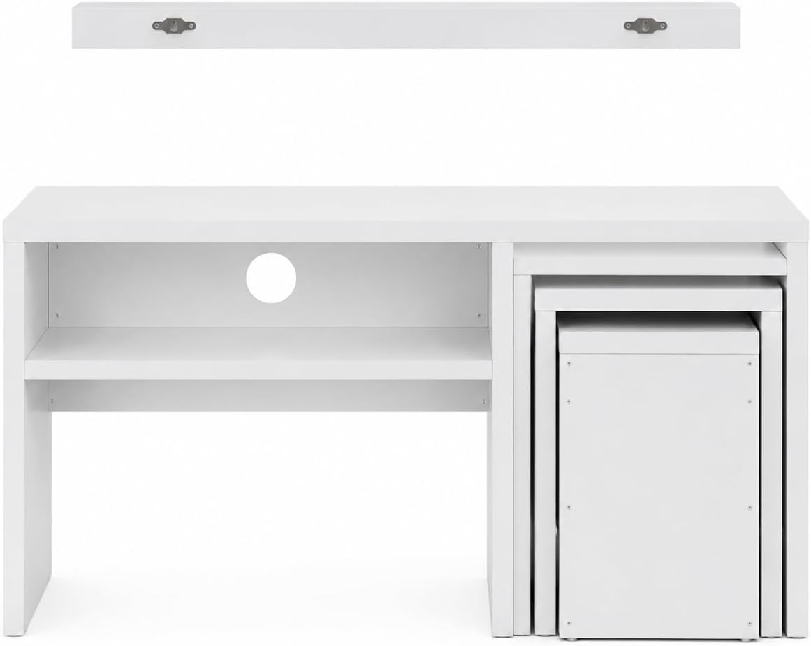 Homemania PRBYZ01 Peri TV Stand with Coffee Table, Doors, Living Room Shelves White Wood, 120 x 29.5 x 47 cm