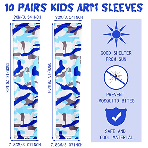 Xuhal 10 Pairs Arm Sleeves For Kids Uv Sun Protection Sleeves Compression Sleeves Cooling Arm Cover Boys Girls Outdoor Sports (Stylish Style) #TOP2