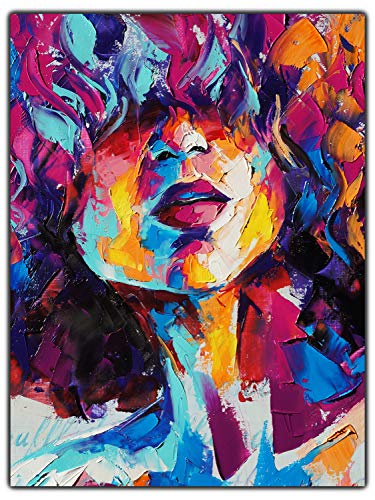 wandmotiv24 Leinwand-Bild Frau Gemälde 2, Größe 60x45cm, Hochformat, Wand-Bilder, Dekoration Wohnzimmer modern, Frauen, Abstrakt, Malen, Bunt, Farbe, Grunge, Lippen, Haare, Kunst, Gesicht, Deko M0105 Cover