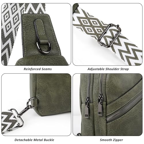 Image of TANTOMI Sling Bag Crossbody Bags for Women Leather Cross Body Bag Trendy Fanny Pack Chest Travel Purse with Adjustable Strap