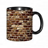 HRRASFAZF Tasse Kaffeetassen,Große 330ml Mit Henkel 100% Handbemalt kaffeebecher porzellan,Braun, Grunge alten Ziegelsteinmauer Alterung rustikale Konstruktion Hausfassade,Frauen,Jahrestag,Muttertag