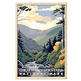 Great Smoky Mountains National Park, National Parks Wall Poster, Great Smoky Mountains, Abstract Nature Landscape Forest Wall Art Pictures for Bedroom Office Living Room (UNFRAMED)