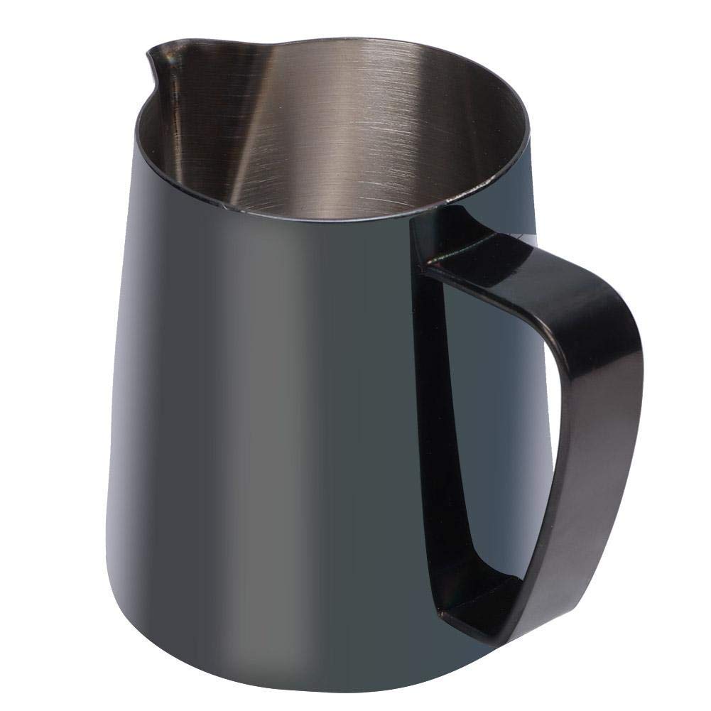 350ml Milk Jug, Stainless Steel Milk Frothing Pitcher Milk Cup for Making Latte Art(Black)