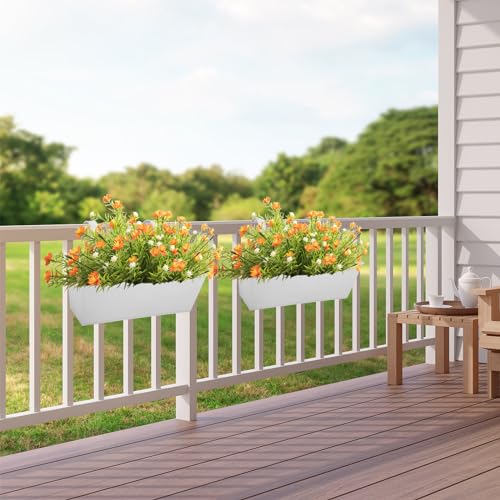 Image of 16 Inch Railing Planters Box Metal Hanging Flower Pot 5 Pcs