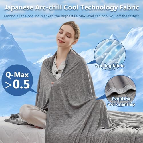 Image of CHOSHOME Cooling Blankets for Hot Sleepers, Arc-Chill Q-Max>0.5 Double Side Cold Blankets for Sleeping, Soft Lightweight Breathable Summer Blanket for Couch Bed Sofa Camping, 90 inch x 90 inch, Grey