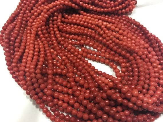 Perles en corail rouge véritable de Méditerranée 4mm pour bijoux de luxe