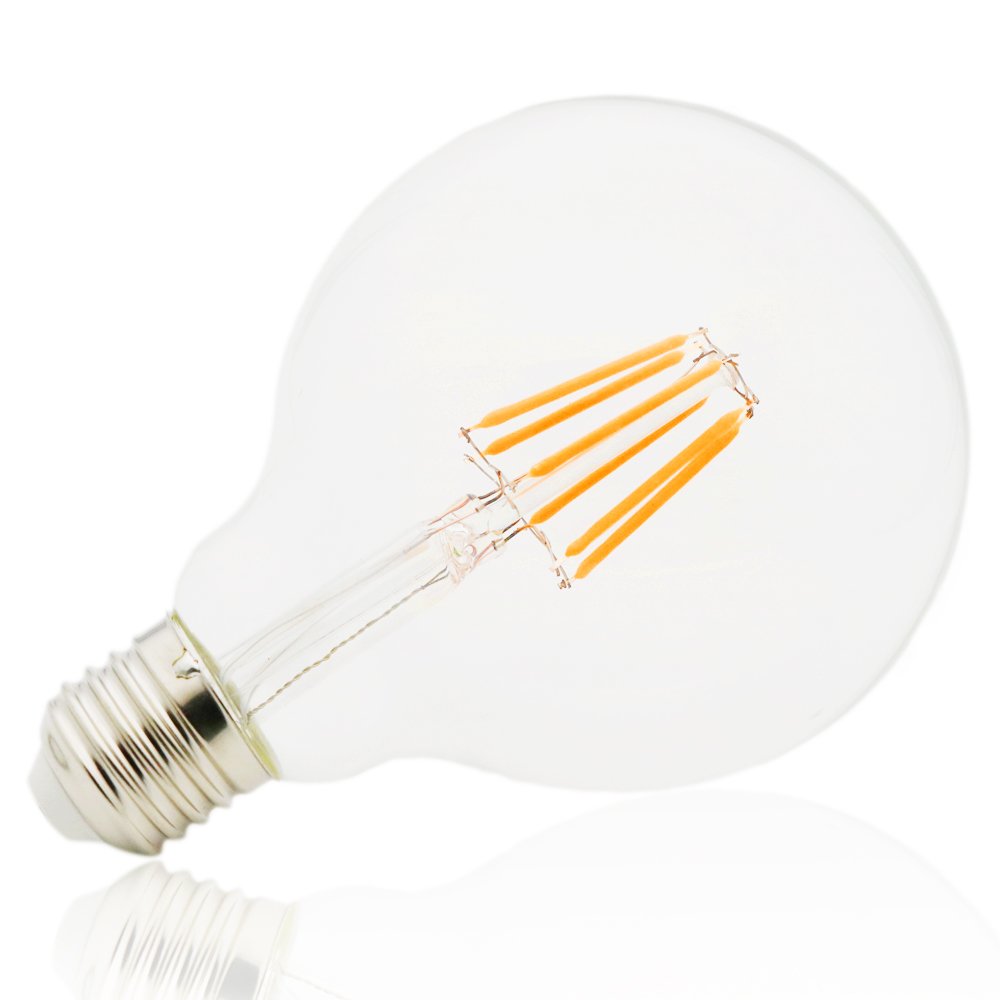 G95 6 W bombilla LED Equivalente a 45 W, E27, Blanco cálido (2200 K), 500 lúmenes, Globe Bulb, intensidad regulable, paquete con 20 unidades)