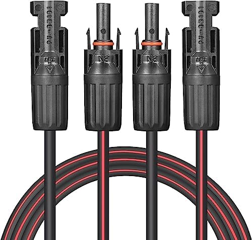 Solar Cable 20 Feet 2×12 AWG Twin Wire Solar Extension Cable, Copper Strand with Female and Male Connectors, Solar Panel Cable Wire & Adaptor for Home, Shop and RV Solar Panels