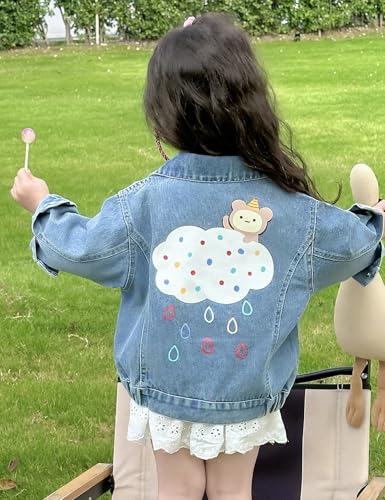 2-8Years Girls Denim Jacket Kids Outerwear Jacket Long Sleeve Jean Jackets Casual Denim Outfits for Spring and Fall2