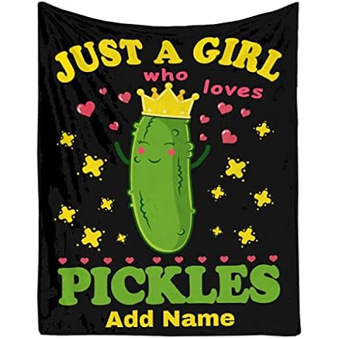 Just A Girl Who Loves Pickles Custom Blanket Fleece Lightweight Throws Gift for Birthday Christmas Soft Flannel Blankets for All Season Bed Sofa-with 4 Sizes Cover
