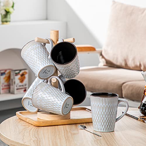 vancasso PLUVO Kaffeetassen set 6er, Tassen Set Steingut, 480ml Kaffeebecher mit Henkel, Espressotassen, Teetassen groß… – Ansicht 7