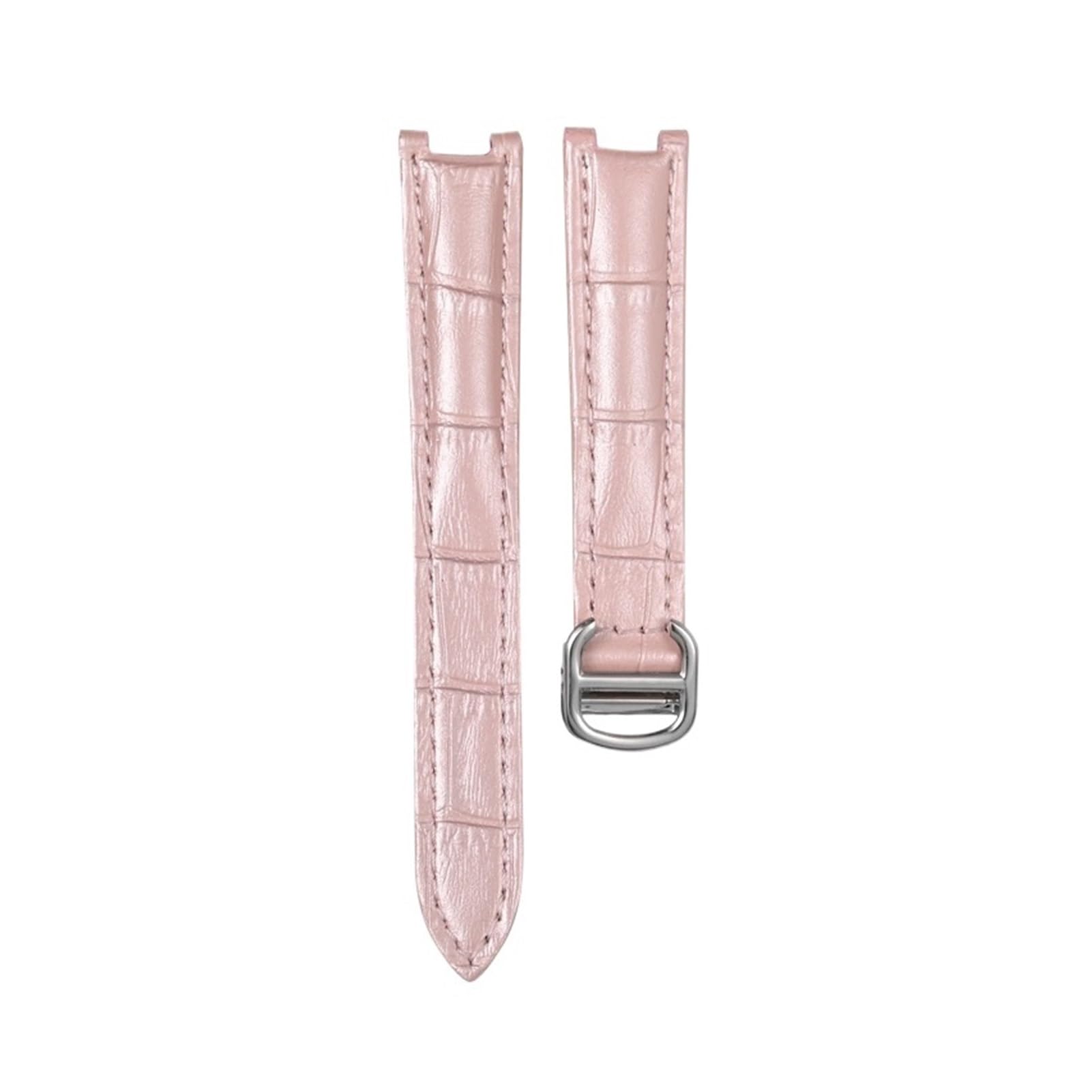 Bracelet de montre cuir rose 16mm concave adapté pour Cartier Pasha