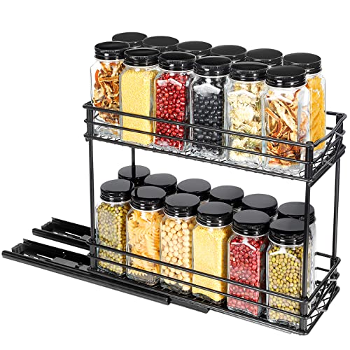 Pull Out Spice Rack Organizer for Cabinet , Heavy Duty Slide Out Seasoning Organizer for Kitchen Cabinets , Cabinet Seasoning Organizer for Upper Kitchen Cabinets and Pantry, 4.3