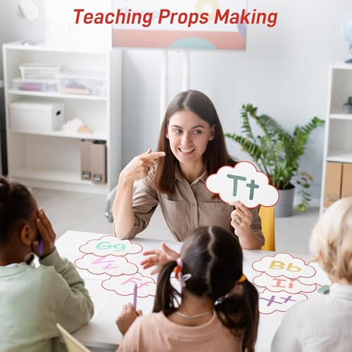 60x Moderationskarten Set - Wolken Moderationskarten mit 60 Selbstklebende Klettband, Präsentationskarten Moderationsset als Seminar Zubehör für Moderationskoffer Präsentation und Vortrag