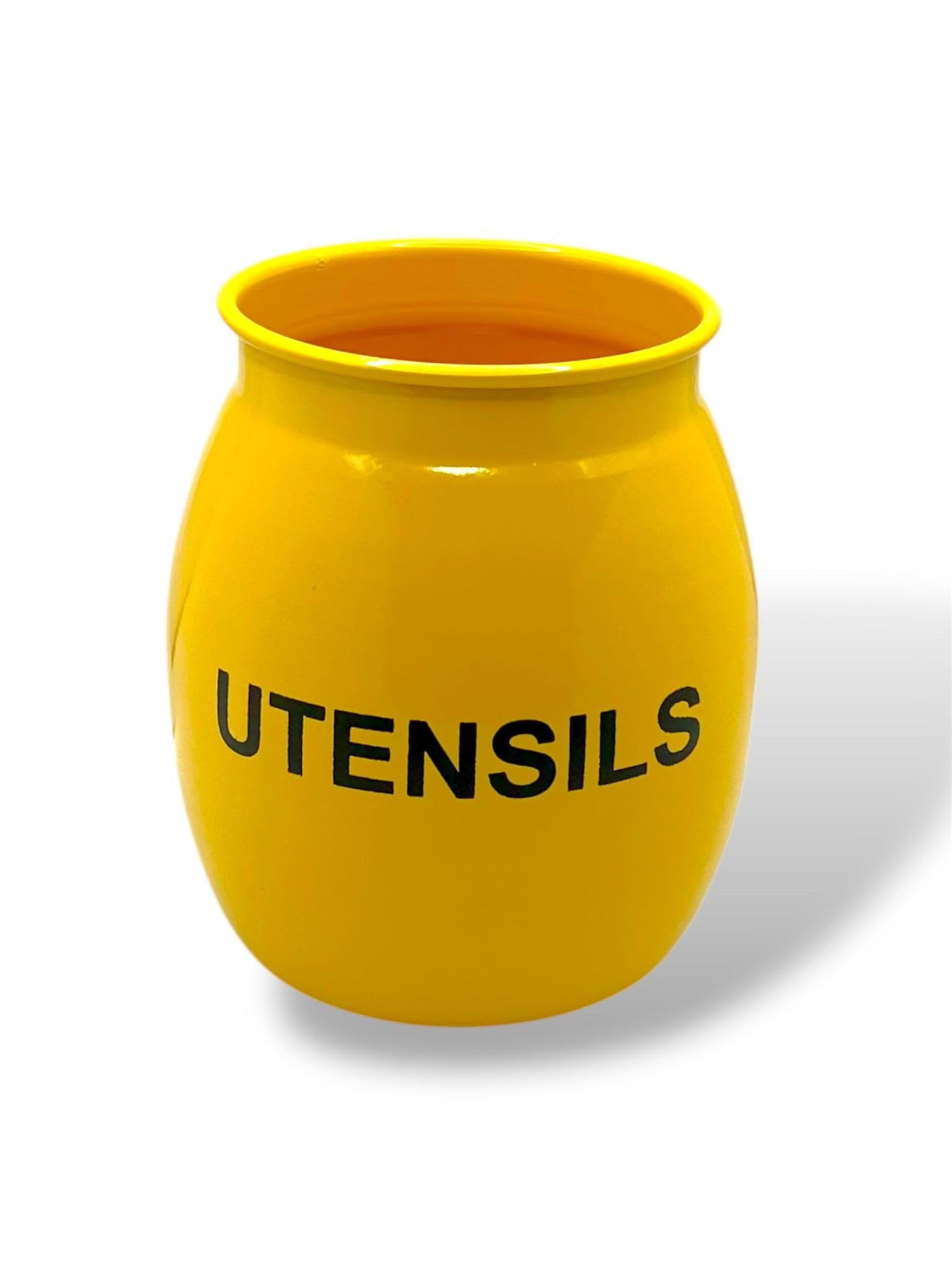 Nobel Yellow Barrel Shaped Utensil Holder & Organiser, Sturdy Cutlery Holder Storage Container, Spoon Holder (Yellow)