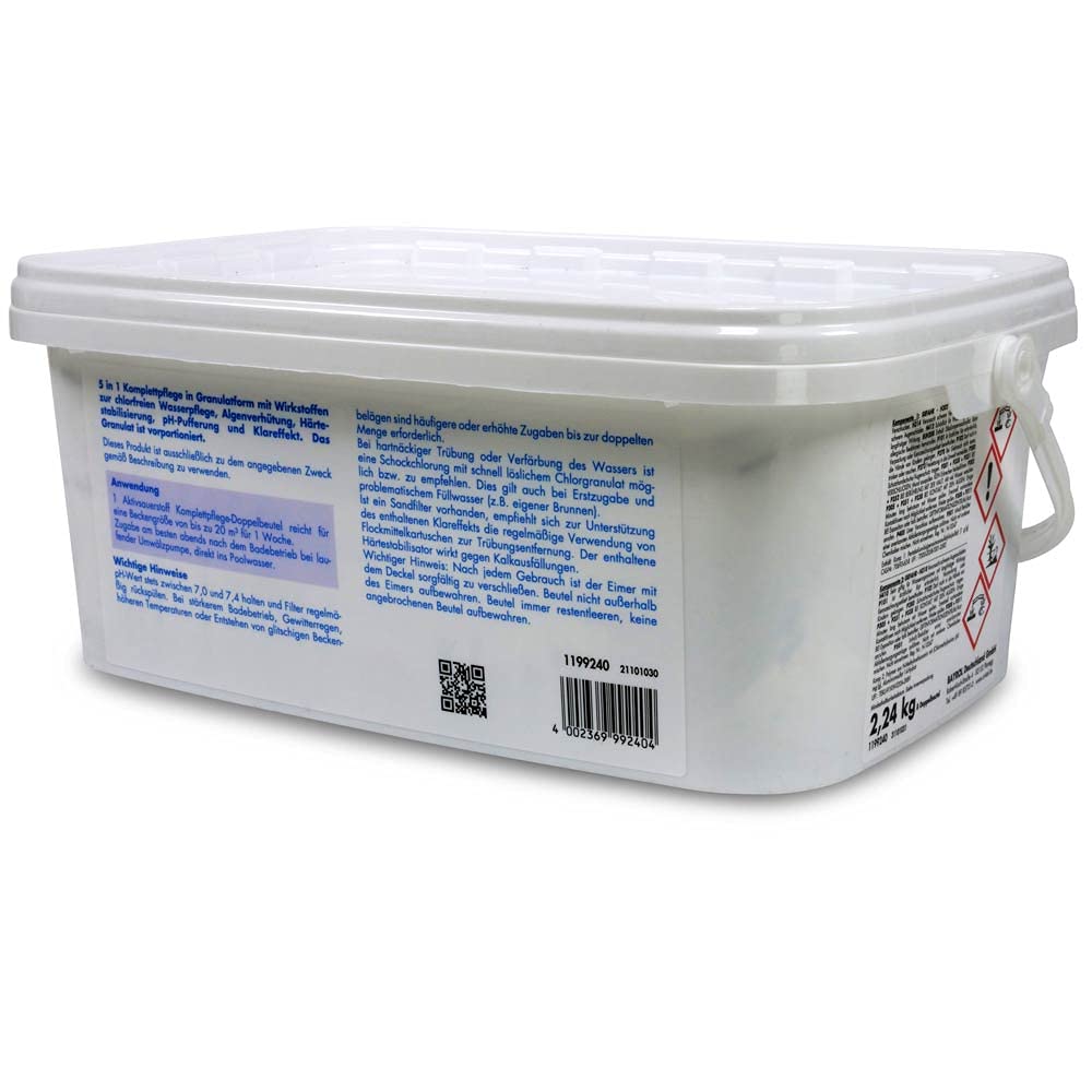 Cristal Aktivsauerstoff Komplettpflege 2.24 Kg ohne Chlor für Pools und Whirlpools - Hautfreundlich pH-neutral Chlorfrei Desinfektion Algenverhütung