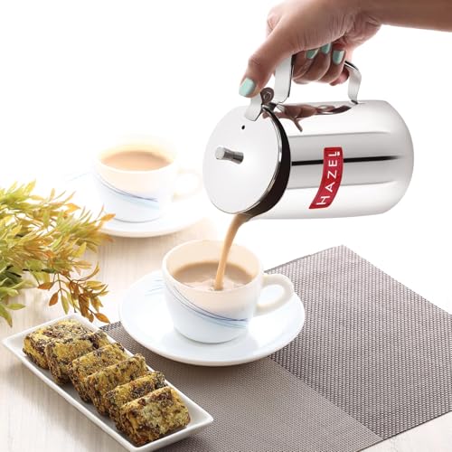 Image of HAZEL Stainless Steel Coffee Pot with Lid & Handle | Milk & Tea Warmer, Spill Proof, 750 ML
