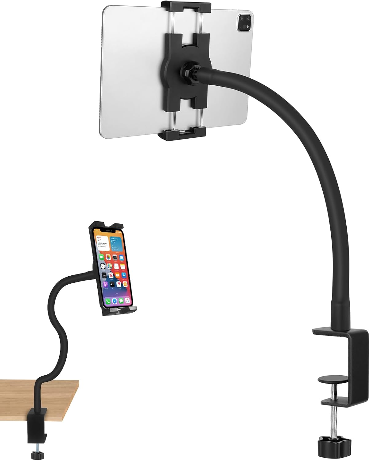 Gooseneck Tablet Stand 19.7″ Length Arm Holder for Desk/Table/Bed/Office/Lectern/Kitchen,iPad Mount Compatible with 4.7~12.9″ iPad/iPhone/Nexus/LG G Pads/e-Reader/Kindle/Switch/Galaxy Tabs