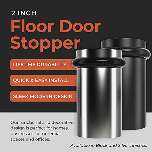 Image of NYCO - Floor Door Stopper Chrome Door Stop - Classy Solid Steel Modern Heavy Duty Door Stoppers - Floor Mount Anchor Screw - Wall Protector for Commercial Door (2 Inch Satin Chrome Finish)
