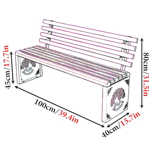 Banc de Jardin Robuste sans Entretien 2 Places Rouge - 3