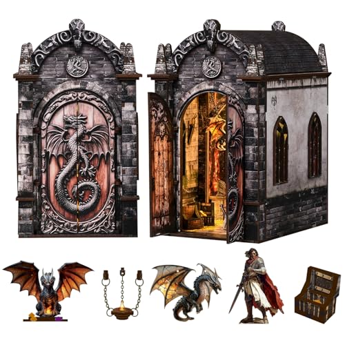 CRESYMME ミニチュアハウス ドールハウス ブックヌック キット 木製 DIY 立体 趣味 手作り（竜の宝庫）