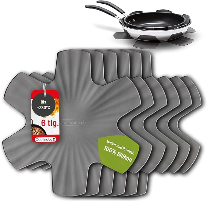 Coolinato - Pfannenschoner aus Silikon 9er Set 35 cm Grau...
